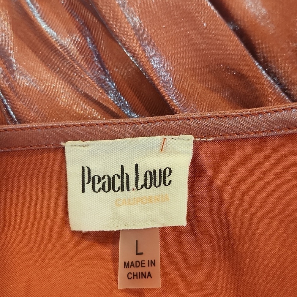 Peach Love Iridescent Cut Out Evening Party Dress - Picture 6 of 7